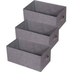 Storage Baskets Set of 3 Closet Organizer Bins with Handle, Linen