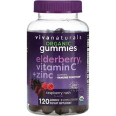Viva Naturals Organic Elderberry, Vitamin C + Zinc, Raspberry Rush, 120