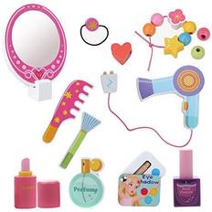 Stylist Toys Top Right Toys My First Beauty Set- 10 Piece Wooden Pretend Beauty Parlor Kit for Kids with a Mirror Makeup and Accessories