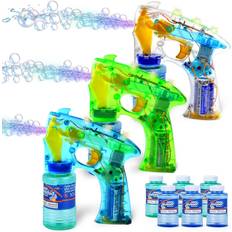 Såpbubblor kit JOYIN Kit med 3 bubbelpistoler för bubbelblaster festgåvor, LED-bubbelmaskin blaster festtillbehör, sommarleksak, utomhusaktiviteter, födelsedagspresent, bubbelblåsleksak