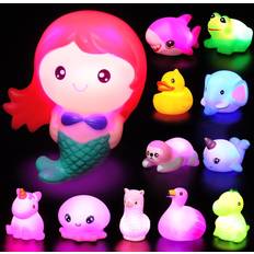 Joyin JOYIN 12 Packs Light-Up Bath Toys Bathtub Dinosaur Toys for Baby Toddler Kids in Birthday Easter Christmas Pool Toy for Boy and Girl Children Preschool