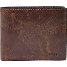 Fossil Derrick Leather RFID-Blocking Bifold with Coin Pocket Wallet, Dark Brown, Model: ML3687201