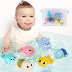 Bath Toys FAYOGOO Bath Toys, 6 Pack Baby Bath Toys for Toddlers 1-3, Floating Wind-up Toys Swimming Pool Games Water Play Set Gift for Bathtub Shower Beach Infant Toddlers Kids Boys Girls Ages 4-8 Years Old