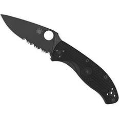 Spyderco Tenacious C122PSBBK 7.77" Value with 3.39" Durable Black FRN Handle ComboEdge, Black Lommekniv