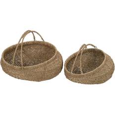 Interior Details Household Essentials Brown of 2 Small Wicker Storage with Handles Natural Seagrass Basket