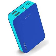 External cell phone battery charger Aduro Portable Charger Power Bank 10,000mAh External Battery Pack Phone Charger for Cell Phones with Dual USB Ports for iPhone, iPad, Samsung Galaxy, Android, and USB Devices (Blue/Light Blue)