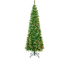 Christmas Trees National Tree Company First Traditions Pre-Lit Rowan Pencil Slim Christmas Tree