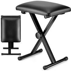 Piano stool height adjustable CAHAYA Keyboard Bench X-Style Adjustable Height Piano Bench Padded Keyboard Stool Chair Seat for Electronic Digital Keyboards Pianos Black