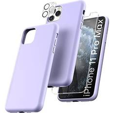 Mobile Phone Accessories TOCOL [5 in 1] for iPhone 11 Pro Max Cases, with 2 Pack Screen Protector 2 Pack Camera Lens Protector, Liquid Silicone Slim Shockproof Phone Case [Anti-Scratch] [Drop Protection] 6.5'' Purple