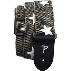 Perri’s Leathers Ltd. Guitar Strap Cotton Deluxe Distressed White Stars Grey Adjustable For Acoustic Bass Electric Guitars Made in Canada (BCT-6528)