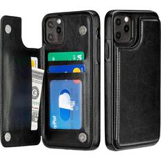 Wallet Cases S-Tech Case for Apple iPhone 13 Pro Max (6.7 inch) Wallet Case with Card Holder Leather Kickstand Card Slots Double Magnetic Clasp Shockproof Cover (Black)