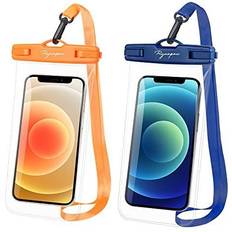 Mobile Phone Covers Universal Waterproof Phone Pouch Bag 2Pack, Rynapac Waterproof Case Compatible with iPhone 13 12 11 Pro Max Samsung Galaxy S21 Google Up to 7’’ IPX8 Cellphone Dry Bag Vacation Essentials Blue/Or