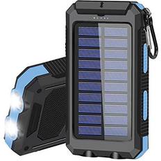 External cell phone battery charger Solar Charger Portable Solar Power Bank for Cell Phone Waterproof External Backup Battery Power Pack Charger Built-in Dual USB/Flashlight