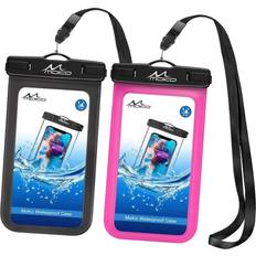 Waterproof Cases MoKo Waterproof Phone Pouch Holder 2Pack, Underwater Cellphone Case Dry Bag with Lanyard Armband Compatible with iPhone 14 13 12 11 Pro Max X/Xr/Xs/SE 3, Samsung S21/S10, Black Magenta