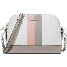 Mk shoulder bags Michael Kors Womens Large Logo Stripe Dome Crossbody Bag (OPT/PGREY) MK Signature