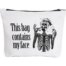 Bags Funny Skeleton Makeup Bag Gift for Women Best Friends Sister This Bag Contains My Face Makeup Zipper Pouch Bag Cosmetic Travel Accessories Bag Gifts halloween gifts