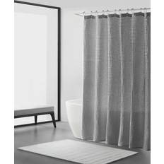 Vera Wang Marled Waffle Grey Shower Curtain