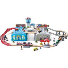 Hape Togbaner sæt Hape Super Cityscape Transport Bucket Train Set 80 Pcs