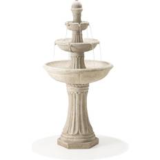 Beige Garden Decorations GlitzHome 45.25'H Terrazzo Resin 3-Tier