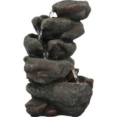 Fountains Sunnydaze Decor 10 in. Rocky Falls Indoor Tiered Tabletop Water Fountain