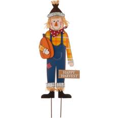 GlitzHome 36" Fall Metal Scarecrow Yard Stake Standing Sign