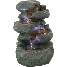 Gray Fountains & Garden Ponds Sunnydaze Decor 10.5 Indoor Stacked Rocks Illuminated Tabletop