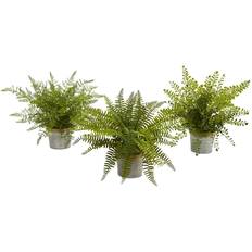 Artificial Plants Nearly Natural Ferns with Planter Set Artificial Plant 3pcs
