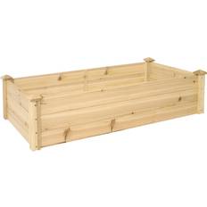 Pots, Plants & Cultivation Sunnydaze Outdoor Rectangular Wood Raised Garden Bed for Flower Vegetable Herb Gardening