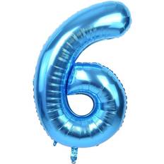 Birthdays Number Balloons 40 Inch Blue Large Numbers Balloon 0-9(Zero-Nine) Birthday Party Decorations,Foil Mylar Big Number Balloon Digital 6 for Birthday Party,Wedding, Bridal Shower Engagement Photo Shoot, Anniversary