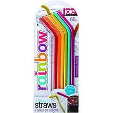 HIC Joie Rainbow Reusable Silicone Straws with Cleaning Brush, Set of 6