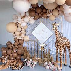 169pcs DIY Balloons Garland with Various Sizes Double-Stuffed Coffee Brown Blush Balloons Jungle Safari Theme Party Woodland Birthday Baby Shower Wedding Thanksgiving Party Decorations