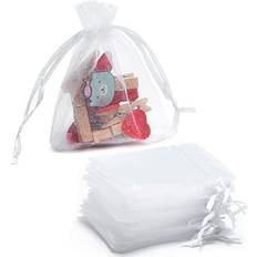 Tendwarm 3x4 100Pcs Sheer Organza Bags for Party Festival Wedding Favor Bags with Drawstring Jewelry Gift Bags for Bathroom Soaps Makeup (White, 3x4 inch)