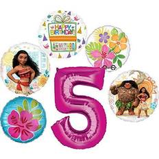 Moana Party Supplies 5th Birthday Balloon Bouquet Decorations Pink Number 5