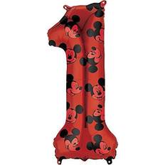 Anagram 34" Number 1 Red Mickey Mouse Foil Balloon, Multicolor