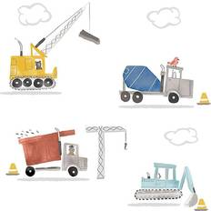 Kid's Room Lambs & Ivy Bedtime Construction Zone Trucks Wall Decals/Stickers