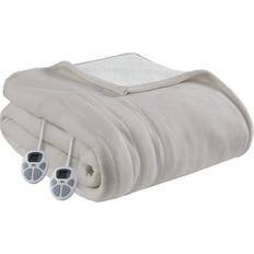 Serta Fleece To Heated King Blankets Beige, Green