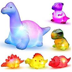 MAPIXO 6 Packs Light-Up Floating Dinosaur Bath Toys Set, for Baby Toddler Nephew in Birthday Christmas Easter Great Water Bathtub Shower Pool Bath T