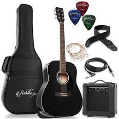 Acoustic Guitars Ashthorpe Dreadnought Acoustic Electric Guitar with 10-Watt Amp Black