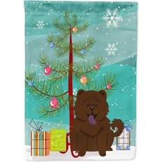 Carolines Treasures Merry Christmas Tree Chow Chow Chocolate Garden Flag