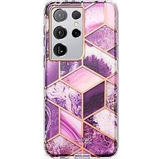 Mobile Phone Accessories i-Blason Cosmo Marble Purple Case for Samsung Galaxy S21 Ultra (Galaxy-S21Ultra-Cosmo-Ameth) Marble Purple