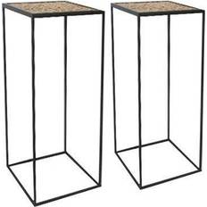 Metal outdoor plant stands Sagebrook Home 15048 Set of 2 Metal/Wood Planter Stands