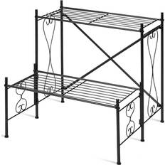 2 tier metal stand Costway 2-Tier Metal Plant Stand Garden Shelf Plant Rack