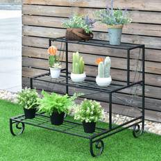 Pots, Plants & Cultivation Costway 3 Tier Metal Plant Stand Flower Planter Garden Display Holder Shelf