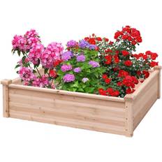 Pots & Planters Gymax Wooden Garden Bed Vegetable Flower Raised Square Planter Kit