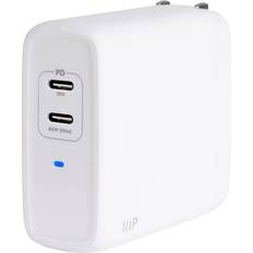 Batteries & Chargers Monoprice USB-C Charger, 68W 2-port PD GaN Technology Wall Charger White, for MacBook Pro/Air, iPad Pro, iPhone 12/11/Pro/Max/XR/XS/X, Pixel, Galaxy