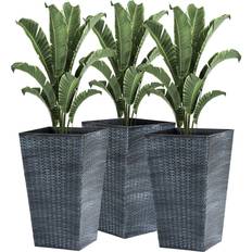 Pots, Plants & Cultivation OutSunny Set of 3 Planters & Indoor Flower Pot Set Front Door Entryway Patio Deck