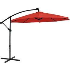 Sunnydaze Outdoor Steel Cantilever Offset Patio Umbrella with Solar Lights Air Vent