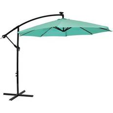 Parasols Sunnydaze Outdoor Steel Cantilever Offset Patio Umbrella with Solar Lights Air Vent