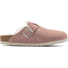 Birkenstock Pink Outdoor Slippers Birkenstock Boston Shearling Suede Leather - Pink Clay