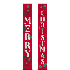 Red Garlands Amscan 671212 Traditional Christmas Hanging Flags, 13-1/2" x 96" Red, Set Of 2 Flags